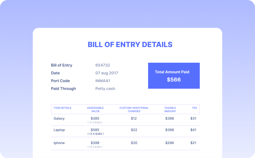 Automate Data Extraction from Bills of Entry