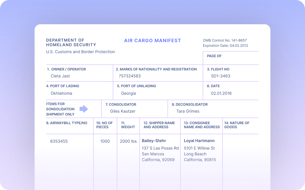 Automate Data Extraction from Air Cargo Manifests