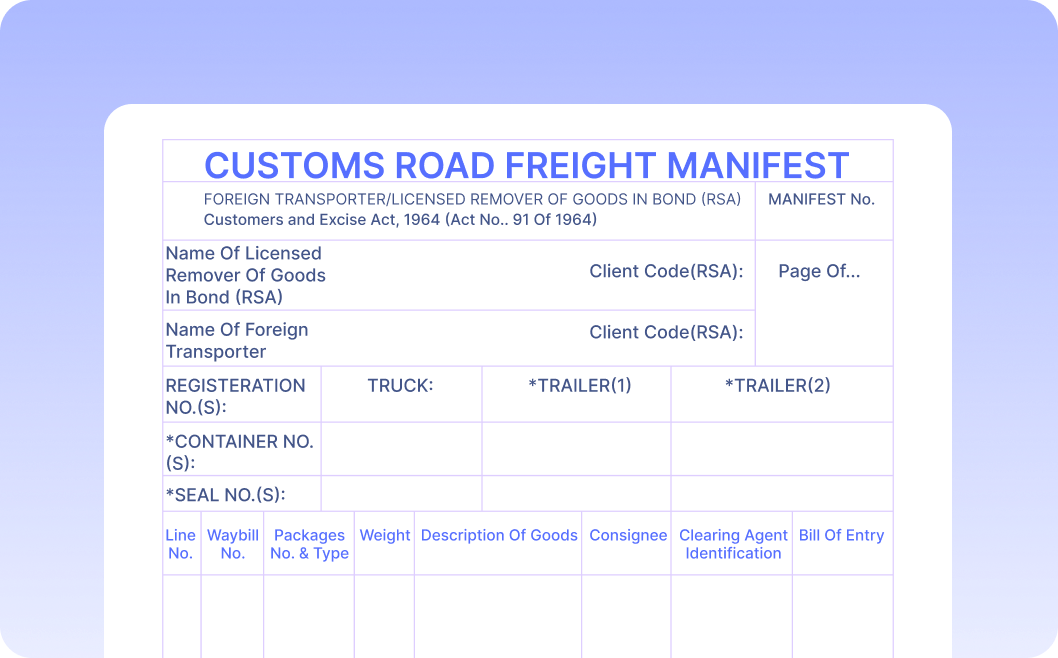 Automate Data Extraction from Customs Road Freight Manifests
