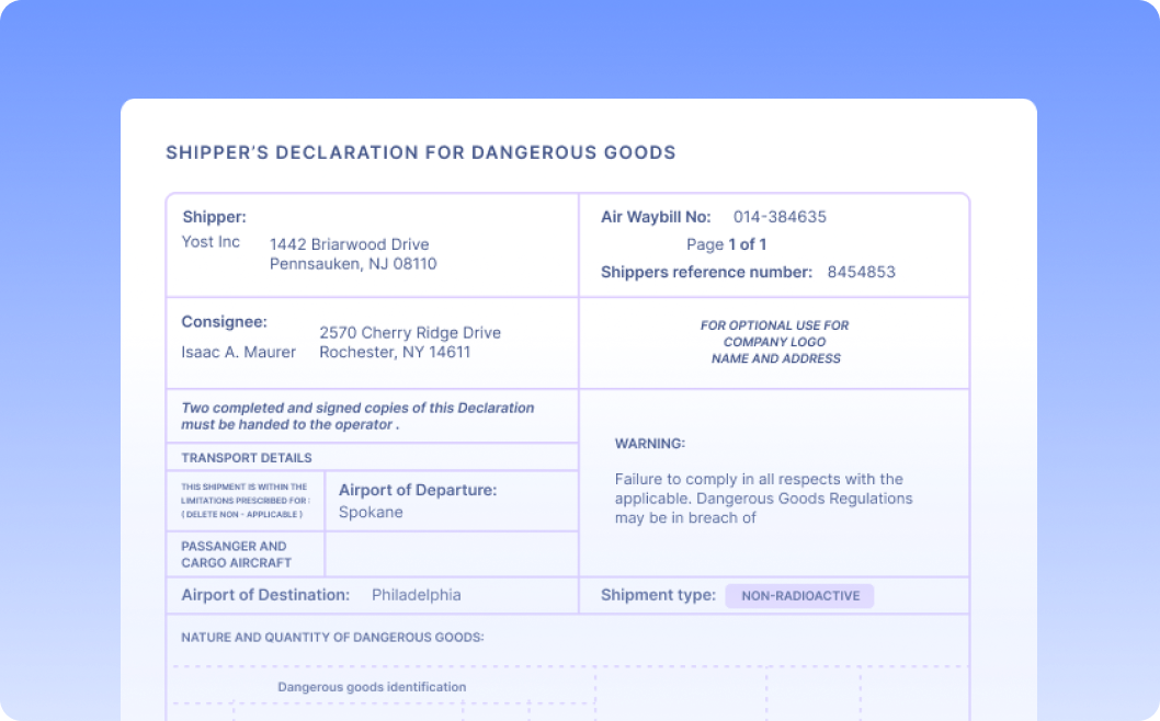 Automate Data Extraction from Dangerous Goods Declarations