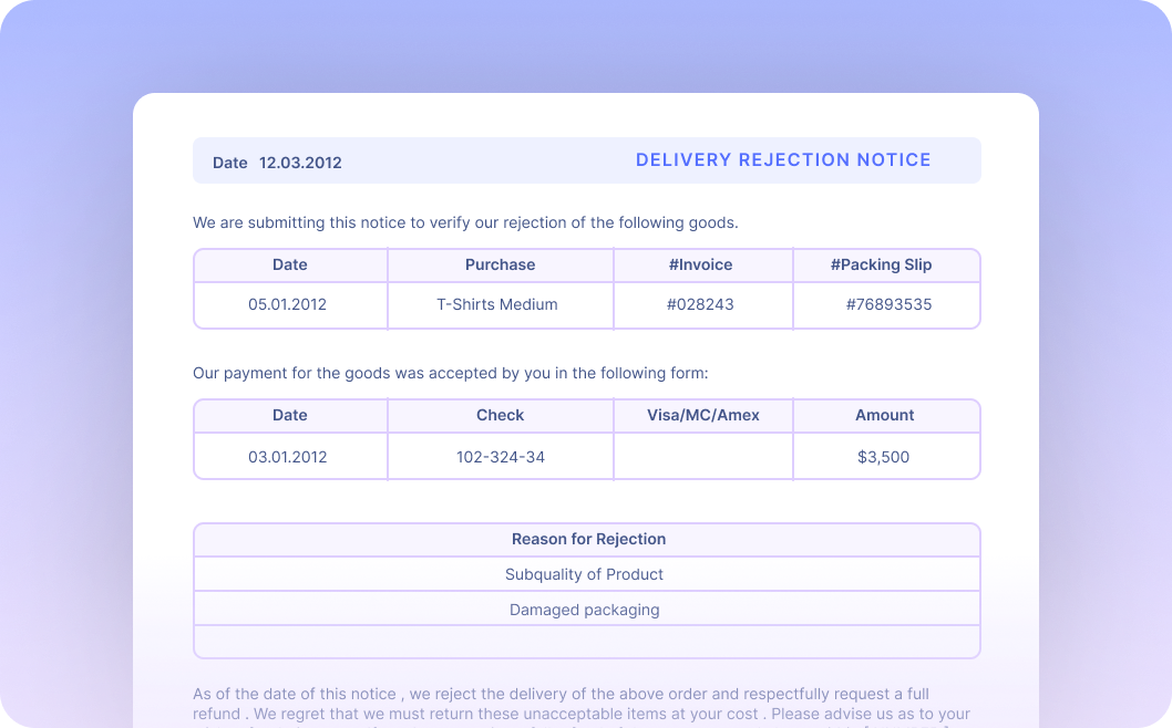 Automate Data Extraction from Delivery Rejection Notices