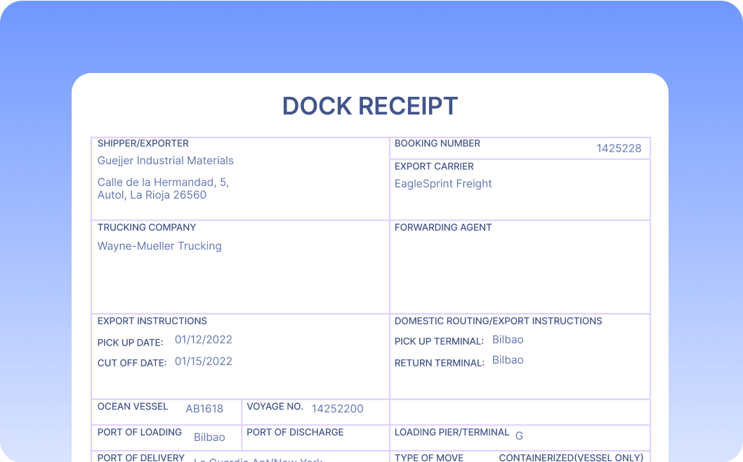 Automate Data Extraction from Dock Receipts