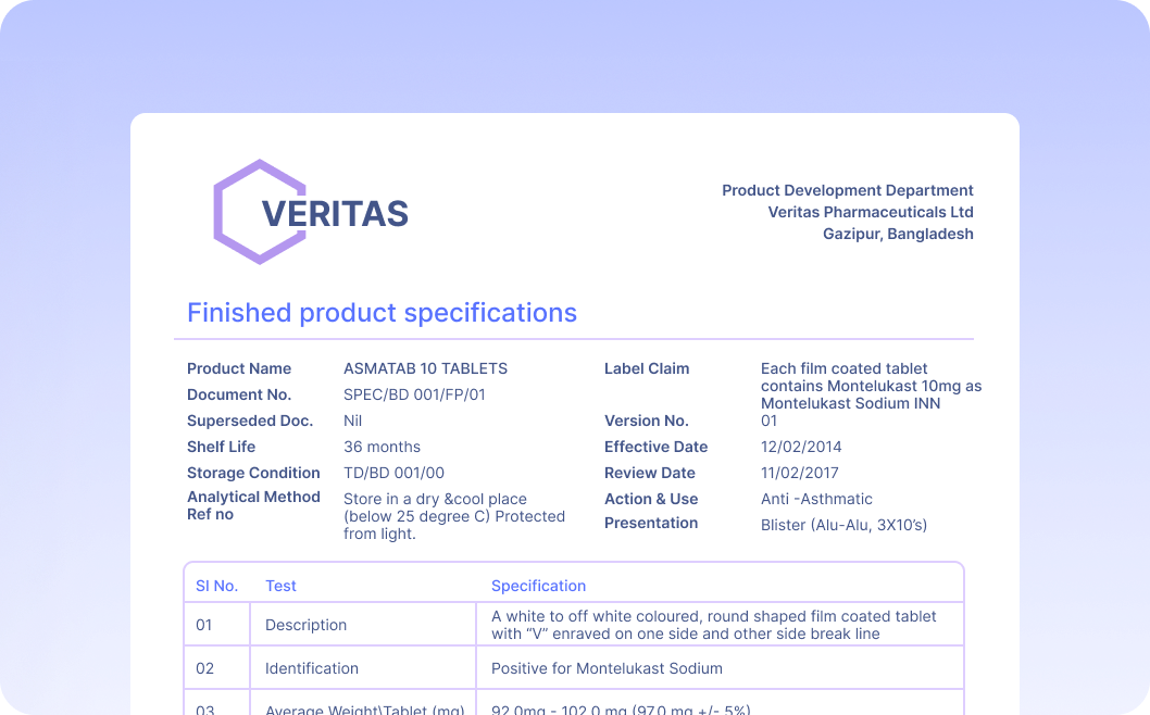 Automate Data Extraction from Finished Product Specifications