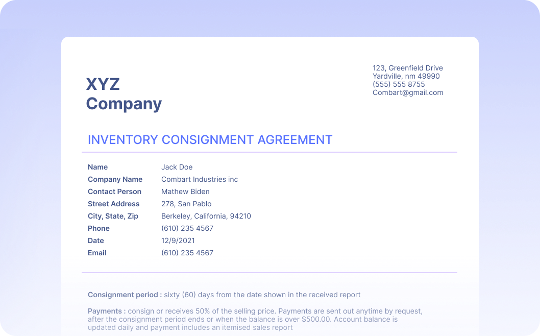 Automate Data Extraction from Inventory Consignment Agreements