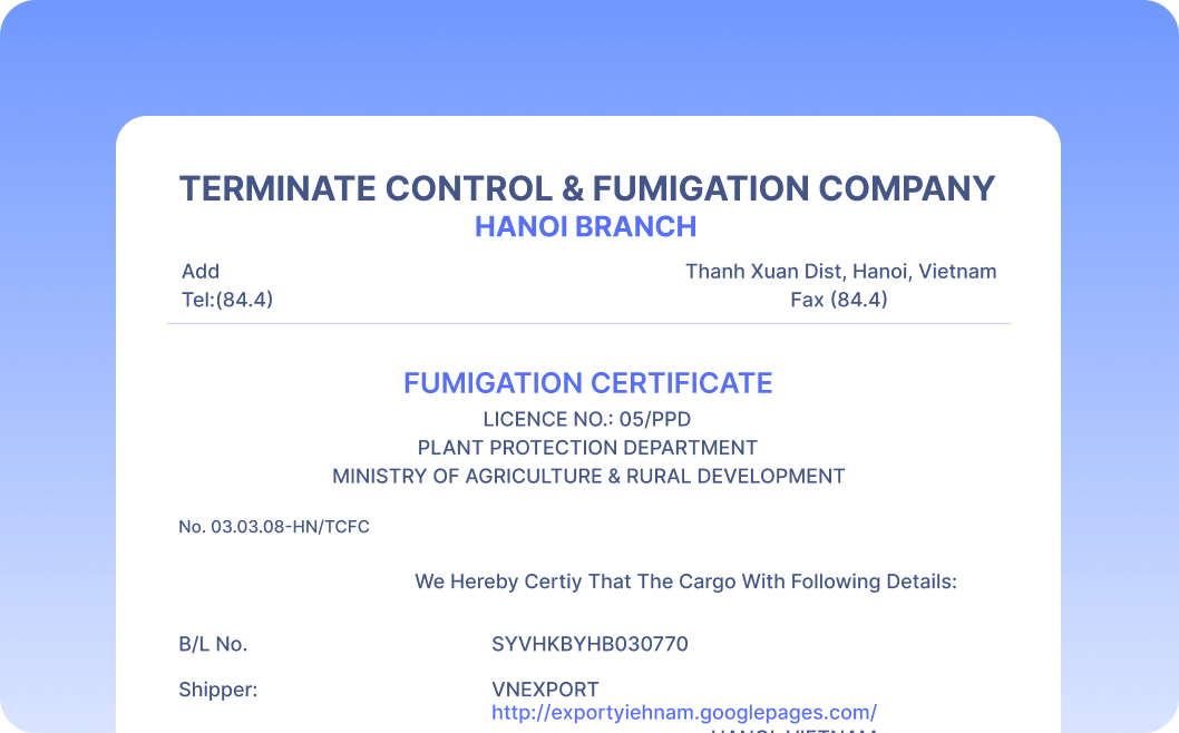 Automate Data Extraction from Fumigation Certificates