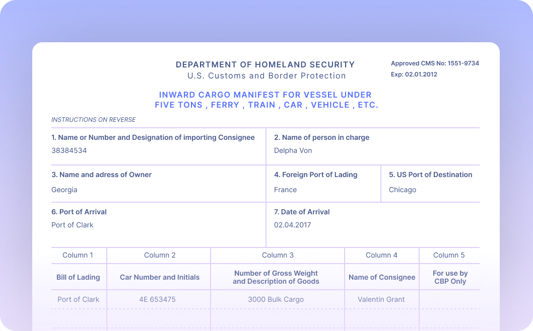 Automate Data Extraction from Inward Cargo Manifests