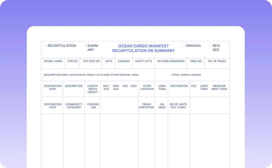Automate Data Extraction from Ocean Cargo Manifest Recapitulations