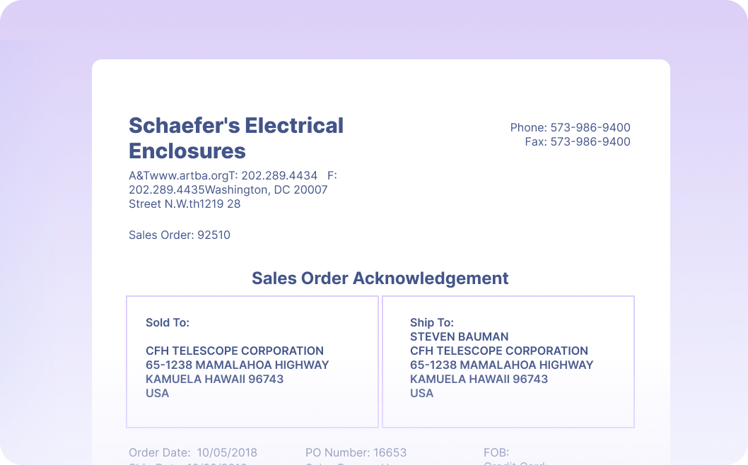 Automate Data Extraction from Order Acknowledgements