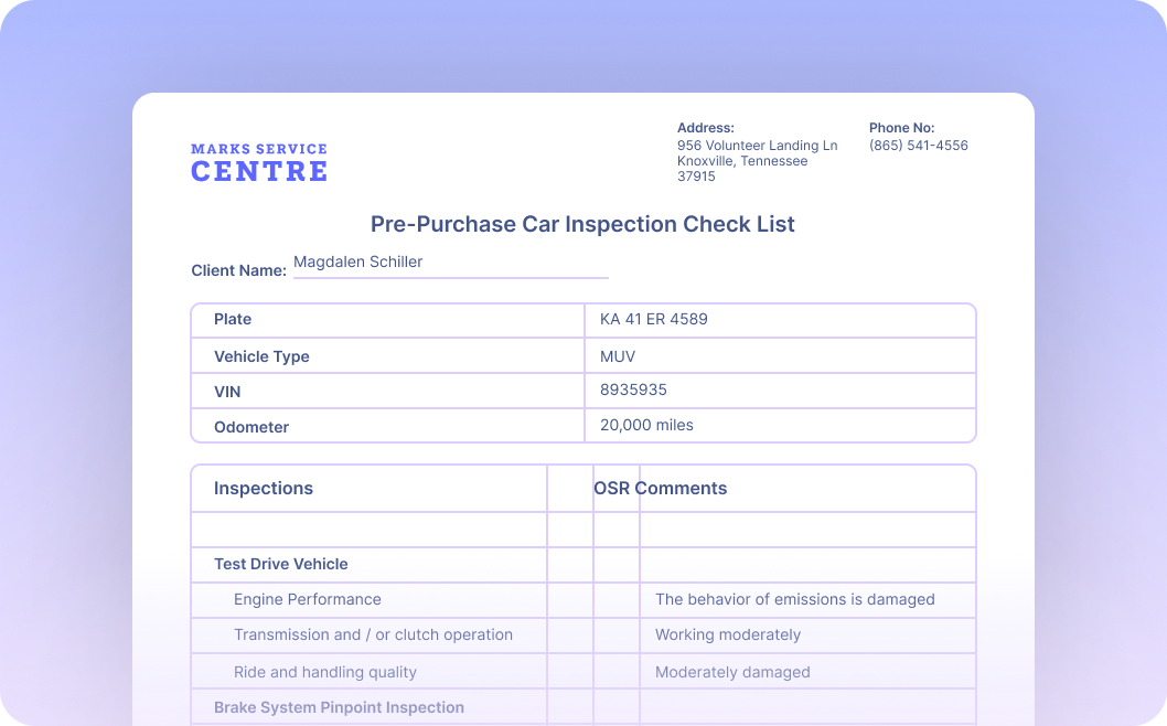Automate Data Extraction from Pre-purchase Car Inspection Checklists