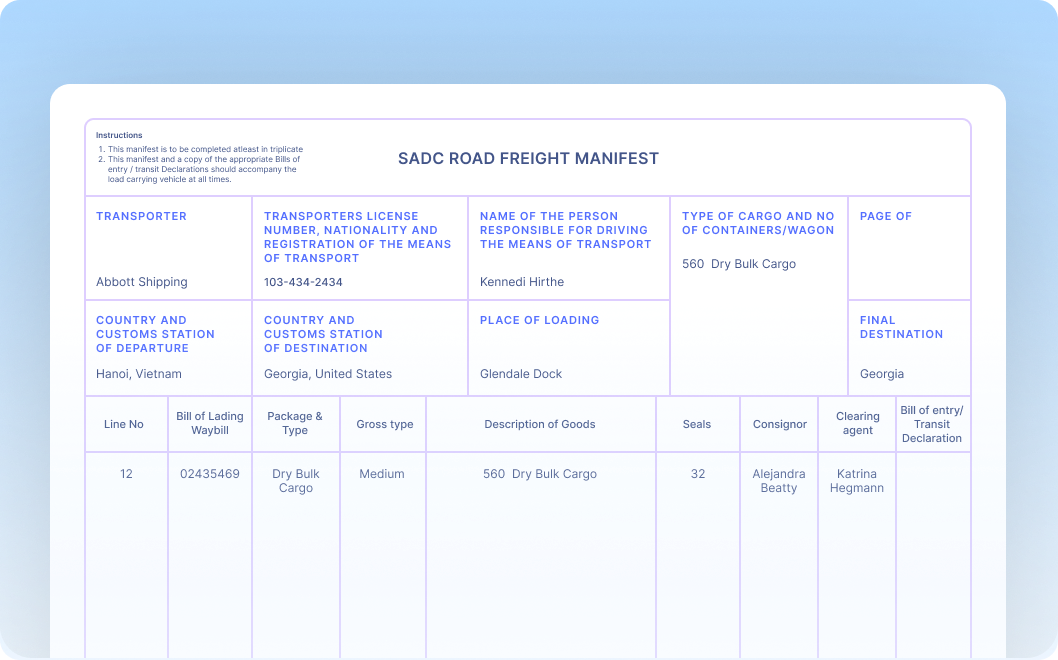 Automate Data Extraction from Road Freight Manifests