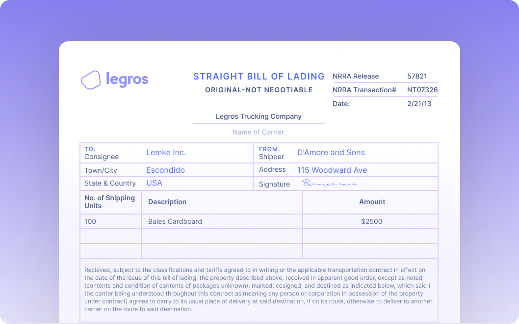 Automate Data Extraction from Straight Bills of Lading