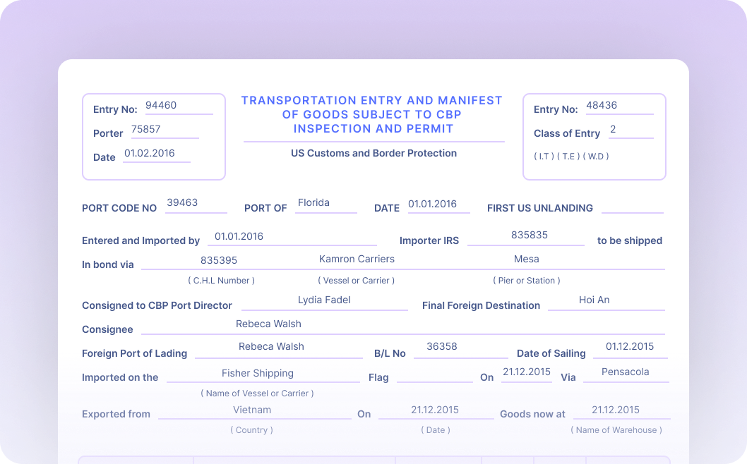 Automate Data Extraction from Transportation Entries